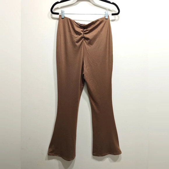 H&M Brown Flare Leggings High Waist Stretch Loungewear Athleisure Size M - Picture 3 of 5